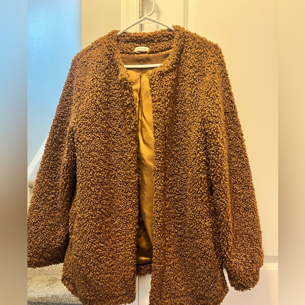 Max Studio Warm Brown Teddy Jacket